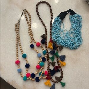 Colorful Beaded and Tassel Necklaces Set